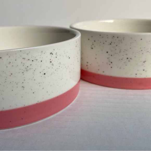 Cat Bowls Signature MEOW Peach White Ceramic Kitty Food Drink EUC 4.5” - Picture 4 of 16